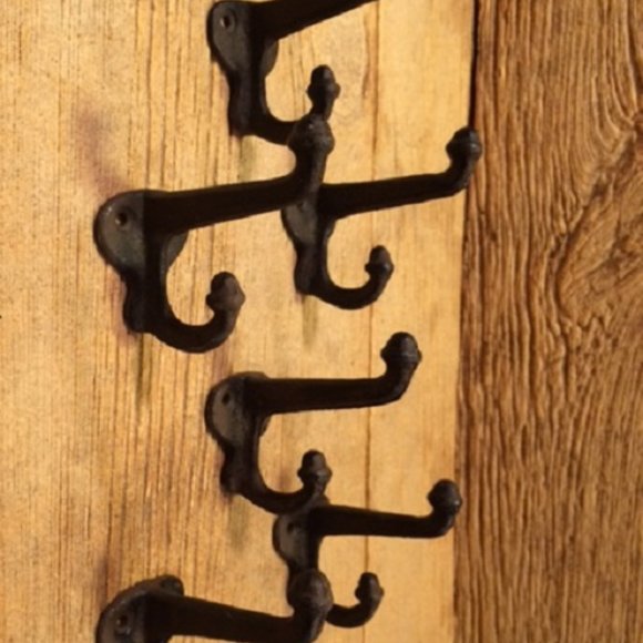 One (1) Cast Iron Black Double Acorn Wall Hooks 3" Deep One (1) 0170-531705 B - Picture 8 of 16